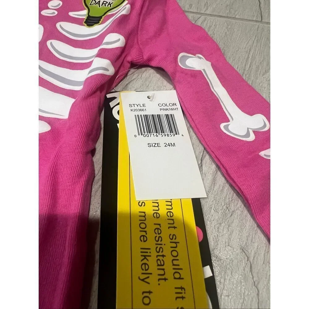 Komar Kids Pink Skeleton Glow In The Dark 2pc Jammy Set Girls 24 Months NEW